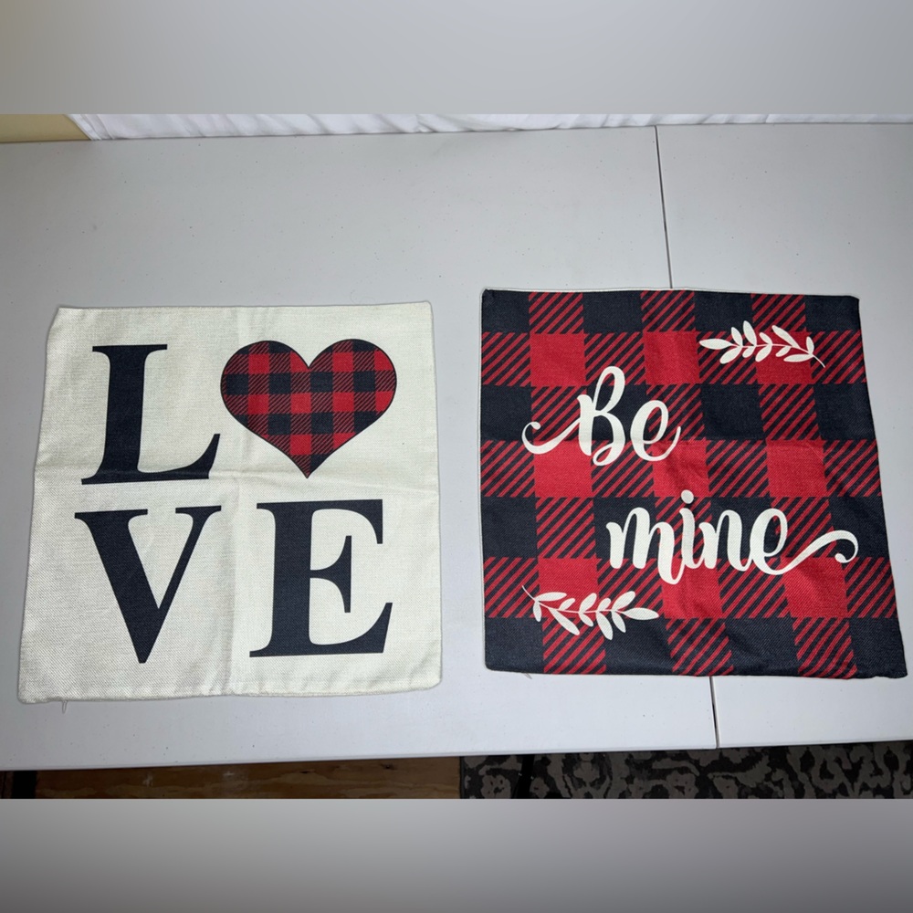 Valentines Day Buffalo Plaid Throw Pillow Covers Set of 2 Love Be Mine 18x18‎